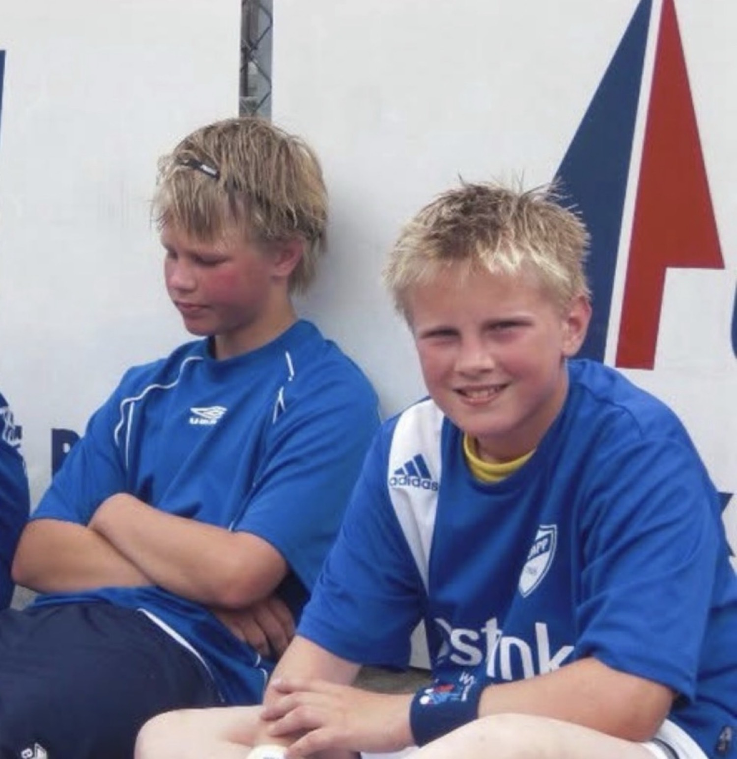 My friend and me after a youth football match in Norway.
